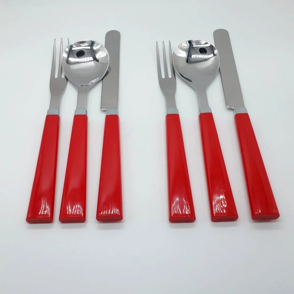 6pc Red Cutlery Flatware Set by Paola Navone for Crate & Barrel